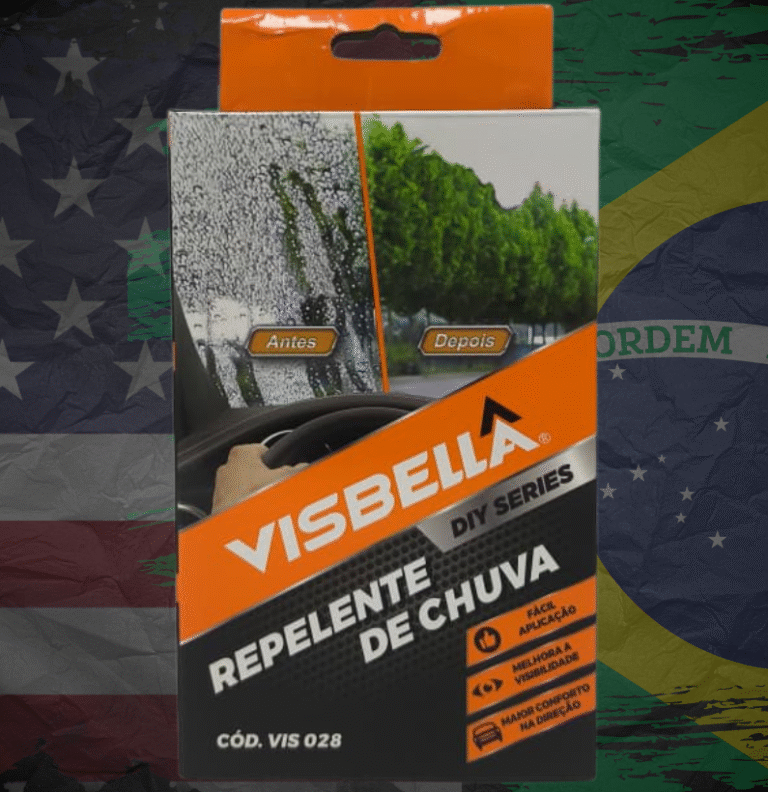 repelente de chuva automotivo visbella aplicado no para-brisa kit repelente de chuva visbella uso profissional