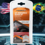 Kit reparador de para-brisa que recupera pequenas trincas e lascas em vidros automotivos laminados com resina óptica de alta transparência e acabamento profissional.