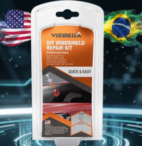 Kit reparador de para-brisa que recupera pequenas trincas e lascas em vidros automotivos laminados com resina óptica de alta transparência e acabamento profissional.