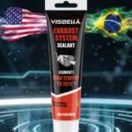 Reparador de escapamento de alta temperatura que veda furos, trincas e vazamentos em escapamentos, silenciadores e coletores, resistente a até 600°C.