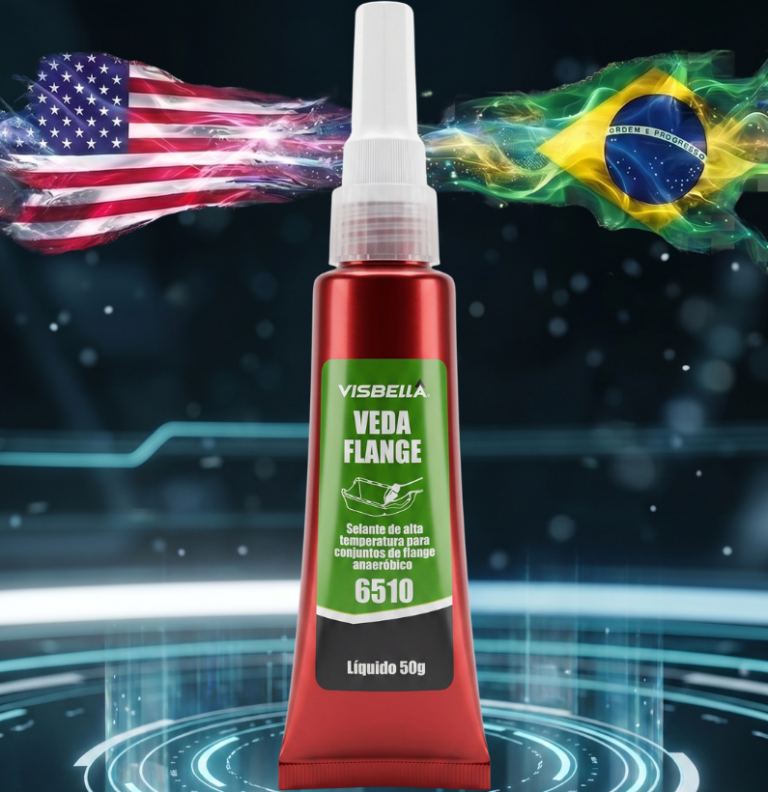 Veda flange anaeróbico de alta resistência que substitui juntas convencionais, vedando flanges metálicas, bombas e carcaças contra óleo, combustíveis e fluidos sob alta pressão.