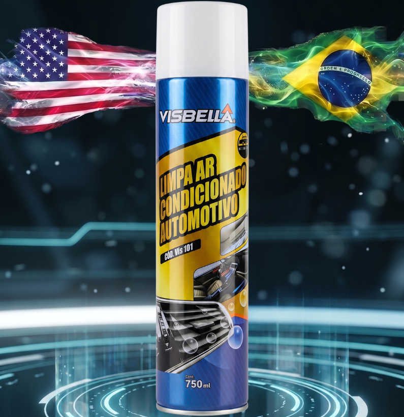 Limpa ar-condicionado automotivo que elimina fungos, bactérias, mofo e odores dos dutos, evaporadores e sistema de ventilação, proporcionando ar mais limpo e saudável.