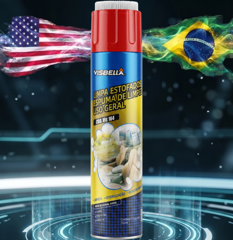 Limpa estofados em espuma ativa que remove manchas, sujeiras e gordura de tecidos, carpetes, painéis e superfícies laváveis, restaurando a aparência original com limpeza profunda.